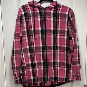 Northern Expedition Pink Plaid Zip-Up Hoodie